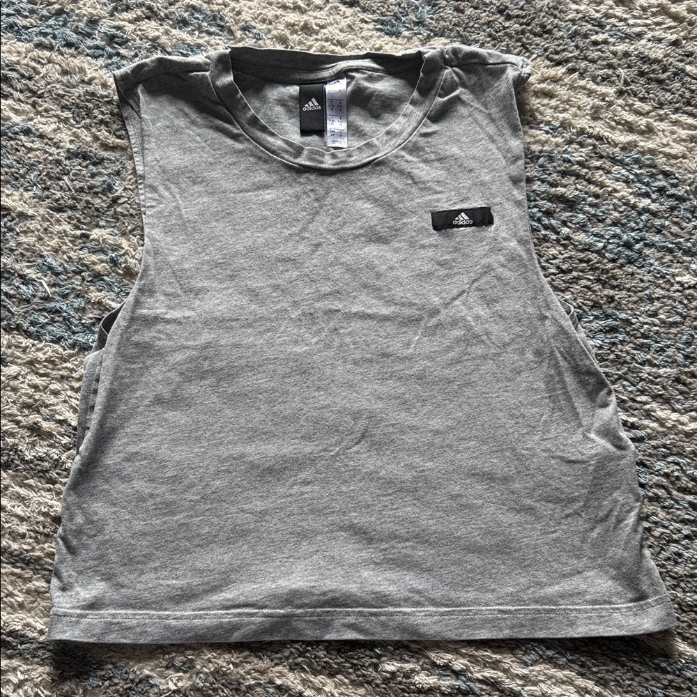 Adidas Heather Gray Cropped Sleeveless Tank